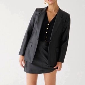 J Crew Willa Faux Leather Blazer Black Size 2 NEW